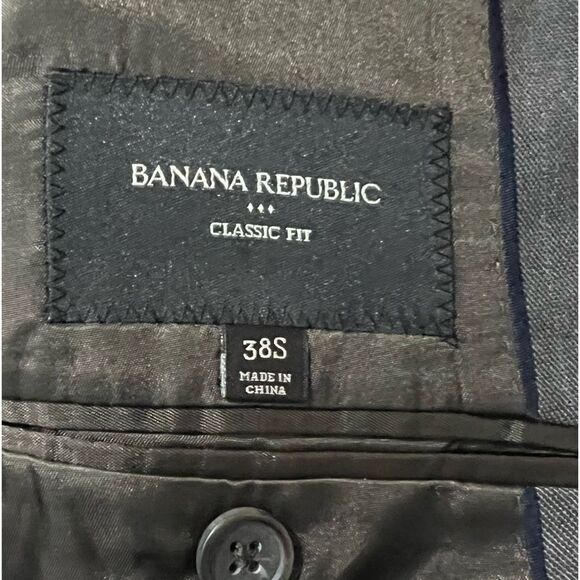 Banana Republic for Macy’s Classic Fit Men’s Gray Blazer Sz 38S Padded Shouldes - Picture 10 of 14